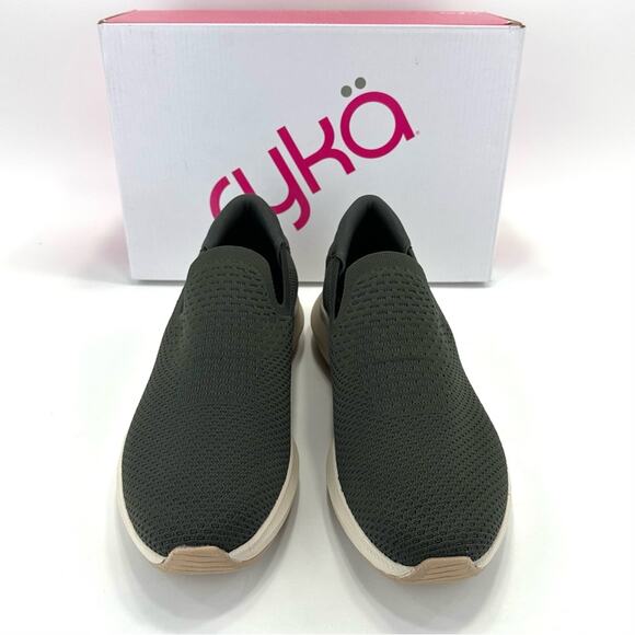 Ryka Fling Green Women Sneaker Size 12 Knit Casual Slip-On Anatomical Insole New - Picture 4 of 13